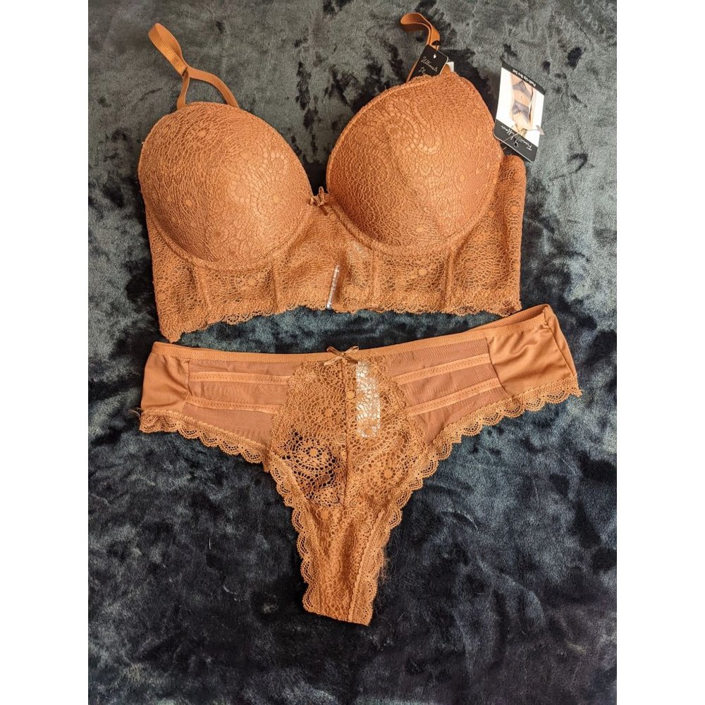 FRENCH AFFAIR BROWN PUSH UP BRA SET - Picture 10 of 10